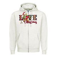 Oatmeal Heather love christmas gingerbread Zipper Hoodie - CowGirlArtShop