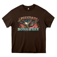 Chocolate Brown legendary born free eagle Heavy Core Tee - NancyCooperArtShop