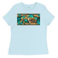 Baby Blue western  bison wild soul turquoise's gemstones  license plate template Ladies Tee - BarkalooDesign