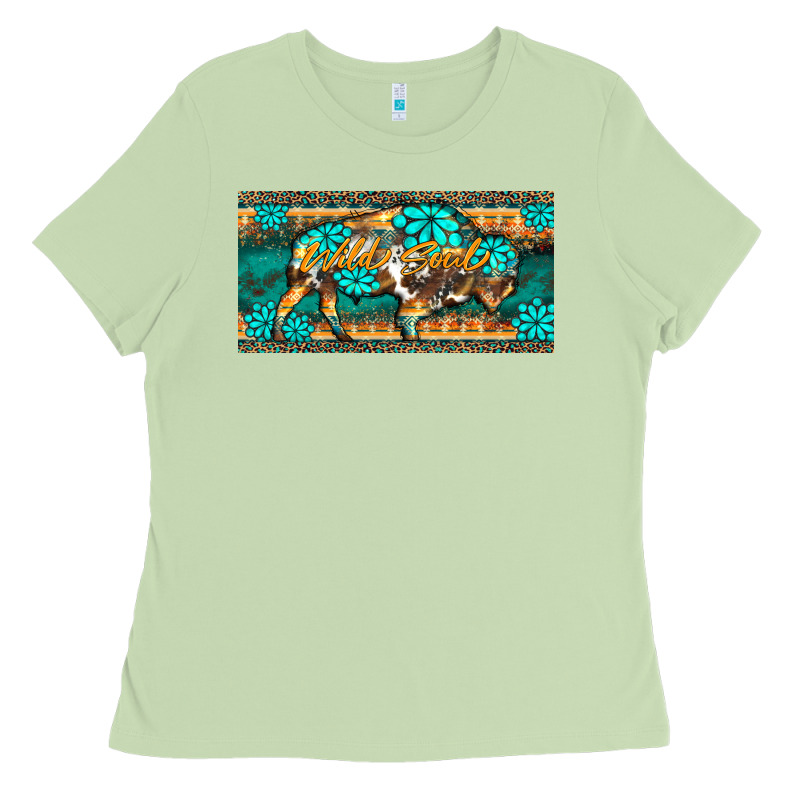Western  Bison Wild Soul Turquoise's Gemstones  License Plate Template Ladies Tee by BarkalooDesign | Teevron