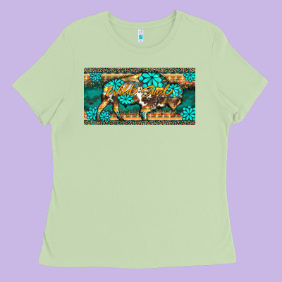 Western  Bison Wild Soul Turquoise's Gemstones  License Plate Template Ladies Tee Designed By Barkaloodesign