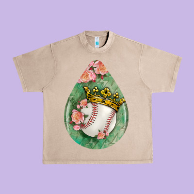 Baseball And Western Roses Teardrop  6 Urban Heavy Tee Designed By Bundleandbundleshop