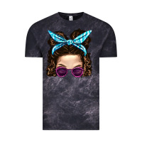 Cloud Black Messy Bun Mom And Pink Leopard Sunglasses Vintage Tee - BundleAndBundleShop