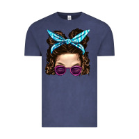 Vintage Denim Messy Bun Mom And Pink Leopard Sunglasses Vintage Tee - BundleAndBundleShop