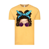 Vintage Mustard Messy Bun Mom And Pink Leopard Sunglasses Vintage Tee - BundleAndBundleShop