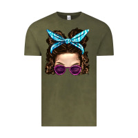 Vintage Olive Messy Bun Mom And Pink Leopard Sunglasses Vintage Tee - BundleAndBundleShop