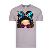 Messy Bun Mom And Pink Leopard Sunglasses Vintage Tee | Teevron