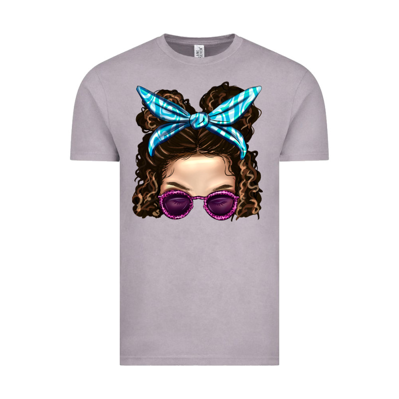Messy Bun Mom And Pink Leopard Sunglasses Vintage Tee by BundleAndBundleShop | Teevron