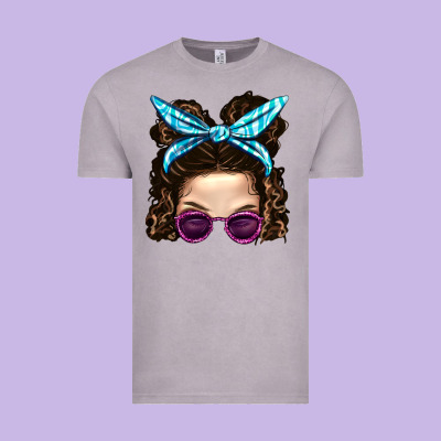 Messy Bun Mom And Pink Leopard Sunglasses Vintage Tee Designed By Bundleandbundleshop