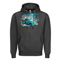 Charcoal Heather its the wonderful time of the year truck Zipper Hoodie - CowGirlArtShop