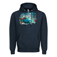 Navy its the wonderful time of the year truck Zipper Hoodie - CowGirlArtShop