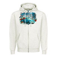 Oatmeal Heather its the wonderful time of the year truck Zipper Hoodie - CowGirlArtShop