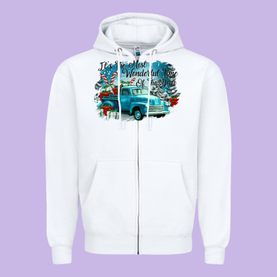 Its The Wonderful Time Of The Year Truck Zipper Hoodie Designed By Cowgirlartshop