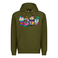 Army Green tie dye coffee cups Premium Hoodie - OliviaCreatesArt