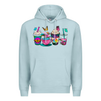Blue Mist tie dye coffee cups Premium Hoodie - OliviaCreatesArt
