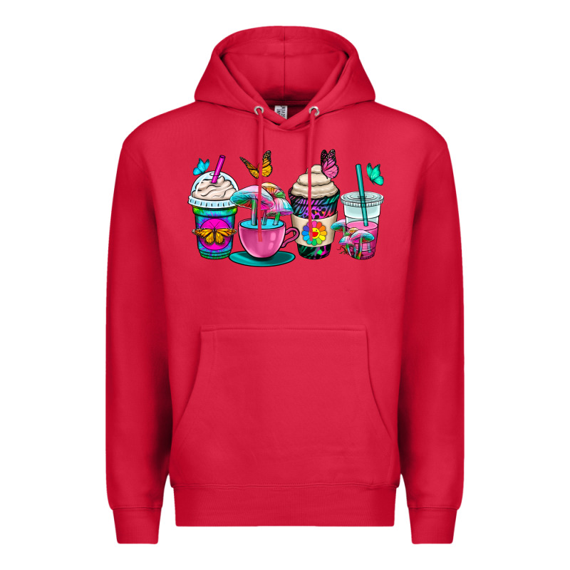 Tie Dye Coffee Cups Premium Hoodie by OliviaCreatesArt | Teevron