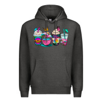 Charcoal Heather tie dye coffee cups Premium Hoodie - OliviaCreatesArt