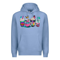 Colony Blue tie dye coffee cups Premium Hoodie - OliviaCreatesArt