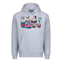 Heather Grey tie dye coffee cups Premium Hoodie - OliviaCreatesArt