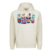 Oatmeal Heather tie dye coffee cups Premium Hoodie - OliviaCreatesArt