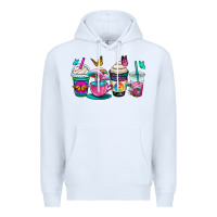 White tie dye coffee cups Premium Hoodie - OliviaCreatesArt