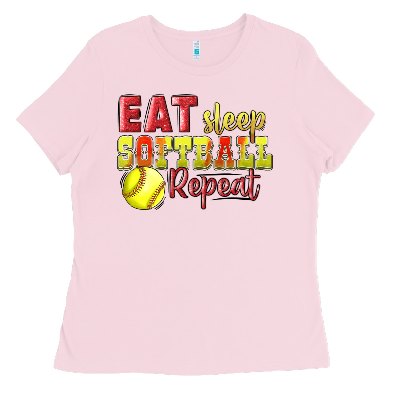 Eat Sleep Softball Repeat Ladies Tee by LillyAllenDesigns | Teevron
