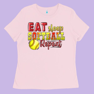 Eat Sleep Softball Repeat Ladies Tee Designed By Lillyallendesigns