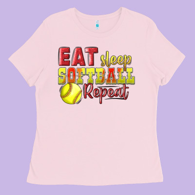Eat Sleep Softball Repeat Ladies Tee Designed By Lillyallendesigns