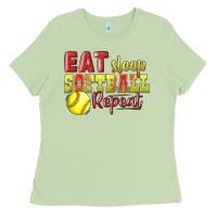 Matcha Eat Sleep Softball Repeat Ladies Tee - LillyAllenDesigns
