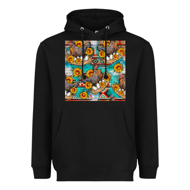 Chicken With Eggs And Sunflowers Seamles Pattern Heavyweight Hoodie by FaDigitalArtStudio | Teevron