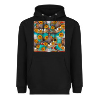 Black chicken with eggs and sunflowers seamles pattern Heavyweight Hoodie - FaDigitalArtStudio