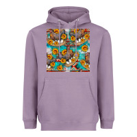Lavender chicken with eggs and sunflowers seamles pattern Heavyweight Hoodie - FaDigitalArtStudio