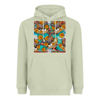 Matcha chicken with eggs and sunflowers seamles pattern Heavyweight Hoodie - FaDigitalArtStudio