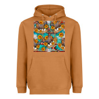 Meerkat chicken with eggs and sunflowers seamles pattern Heavyweight Hoodie - FaDigitalArtStudio
