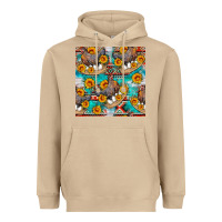 Mushroom chicken with eggs and sunflowers seamles pattern Heavyweight Hoodie - FaDigitalArtStudio