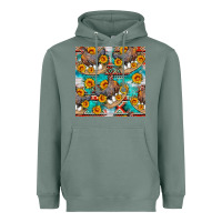 Sage chicken with eggs and sunflowers seamles pattern Heavyweight Hoodie - FaDigitalArtStudio