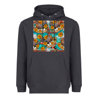 Smoke chicken with eggs and sunflowers seamles pattern Heavyweight Hoodie - FaDigitalArtStudio