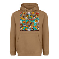 Toasted Coconut chicken with eggs and sunflowers seamles pattern Heavyweight Hoodie - FaDigitalArtStudio