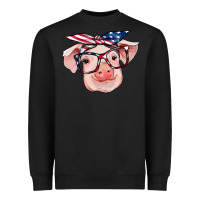 Black american flag with pig Heavyweight Sweatshirt - RanaPortraitStore