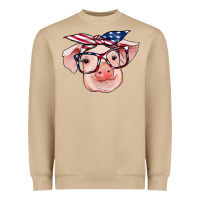 Mushroom american flag with pig Heavyweight Sweatshirt - RanaPortraitStore