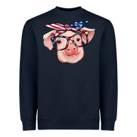 Navy american flag with pig Heavyweight Sweatshirt - RanaPortraitStore