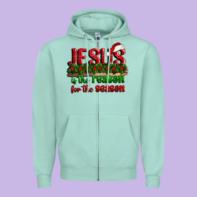 Jesus Is The Reason For The Season Zipper Hoodie Designed By Cowgirlartshop