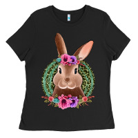 Black western leopard and flowers easter bunny Ladies Tee - Jasminsmagicworld