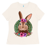 Bone western leopard and flowers easter bunny Ladies Tee - Jasminsmagicworld