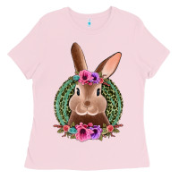 Western Leopard And Flowers Easter Bunny Ladies Tee | Teevron