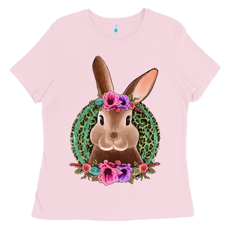 Western Leopard And Flowers Easter Bunny Ladies Tee by Jasminsmagicworld | Teevron