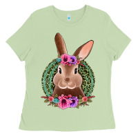 Matcha western leopard and flowers easter bunny Ladies Tee - Jasminsmagicworld