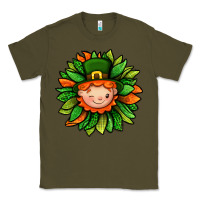 Army Green St. Patricks Sunflower With Dwarf Classic Tee - BundleAndBundleShop