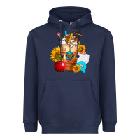 Navy teacher cold drink frappe with sunflowers Heavyweight Hoodie - FaDigitalArtStudio