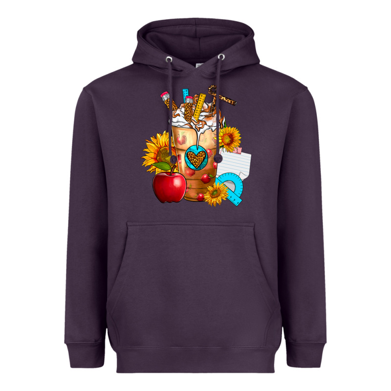 Teacher Cold Drink Frappe With Sunflowers Heavyweight Hoodie by FaDigitalArtStudio | Teevron